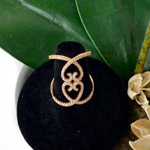 Rose Gold Statement Ring With Crystals